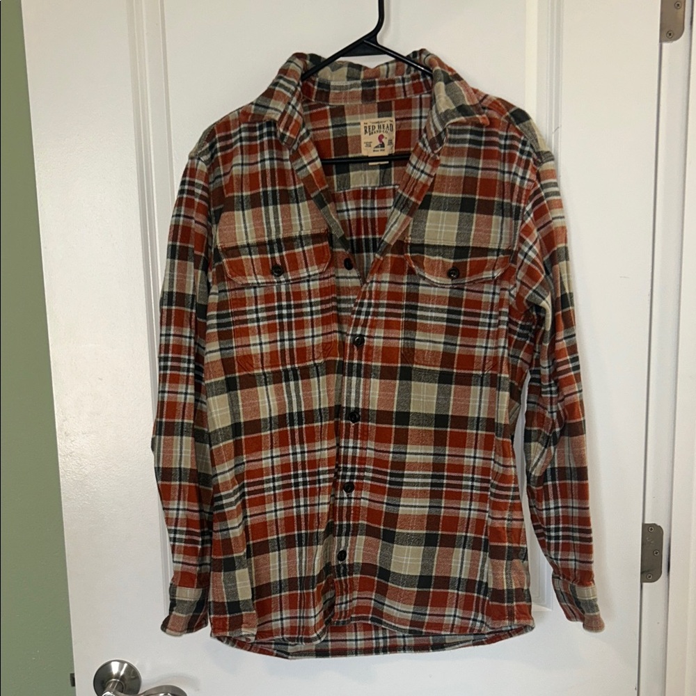 RedHead Men's Orange Plaid Button-Down Shirt